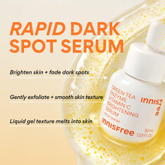 innisfree Green Tea Enzyme Serum drops dispersion on skin