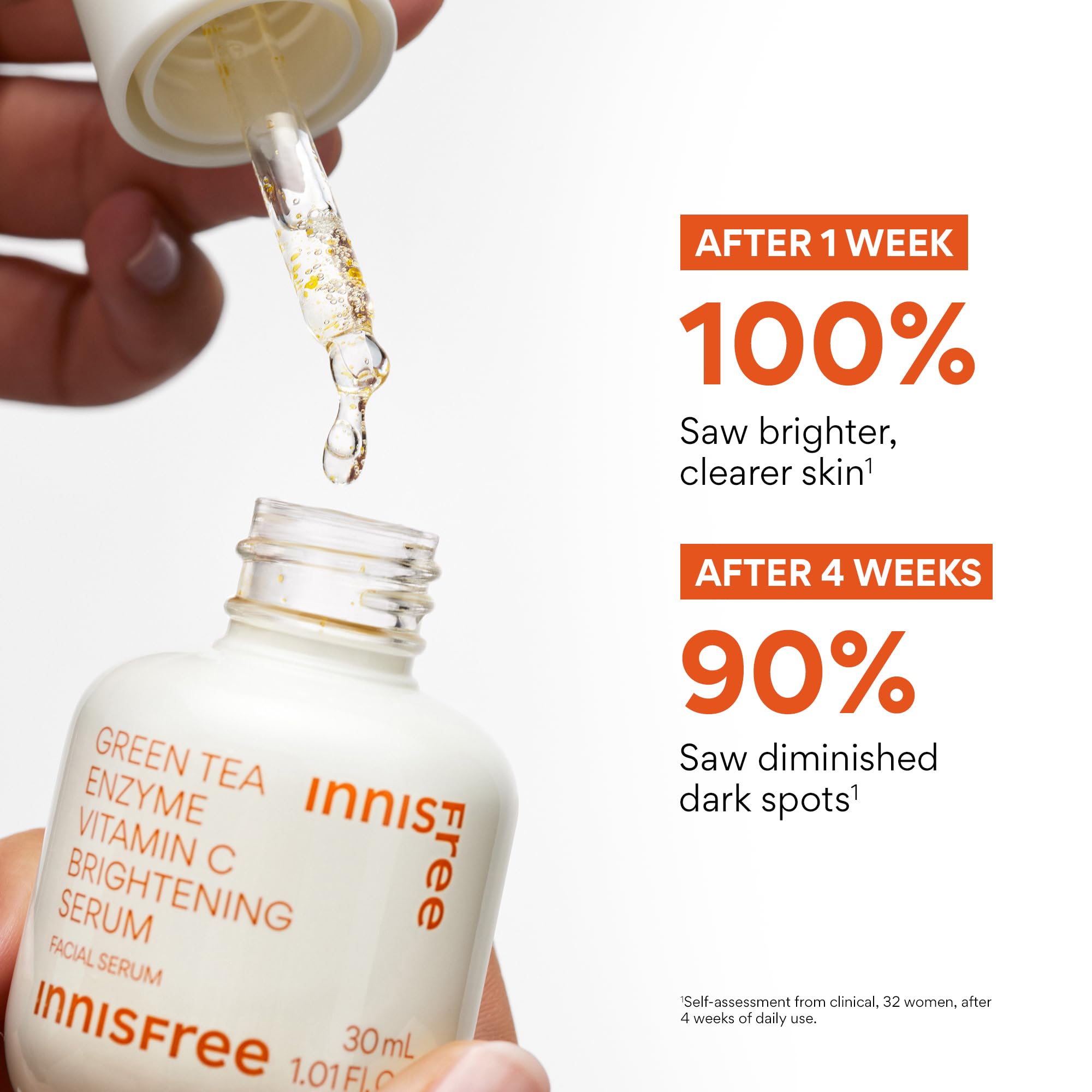 innisfree Green Tea Enzyme Serum hydration boost on face