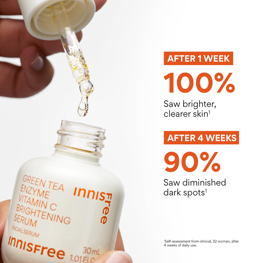 innisfree Green Tea Enzyme Serum hydration boost on face