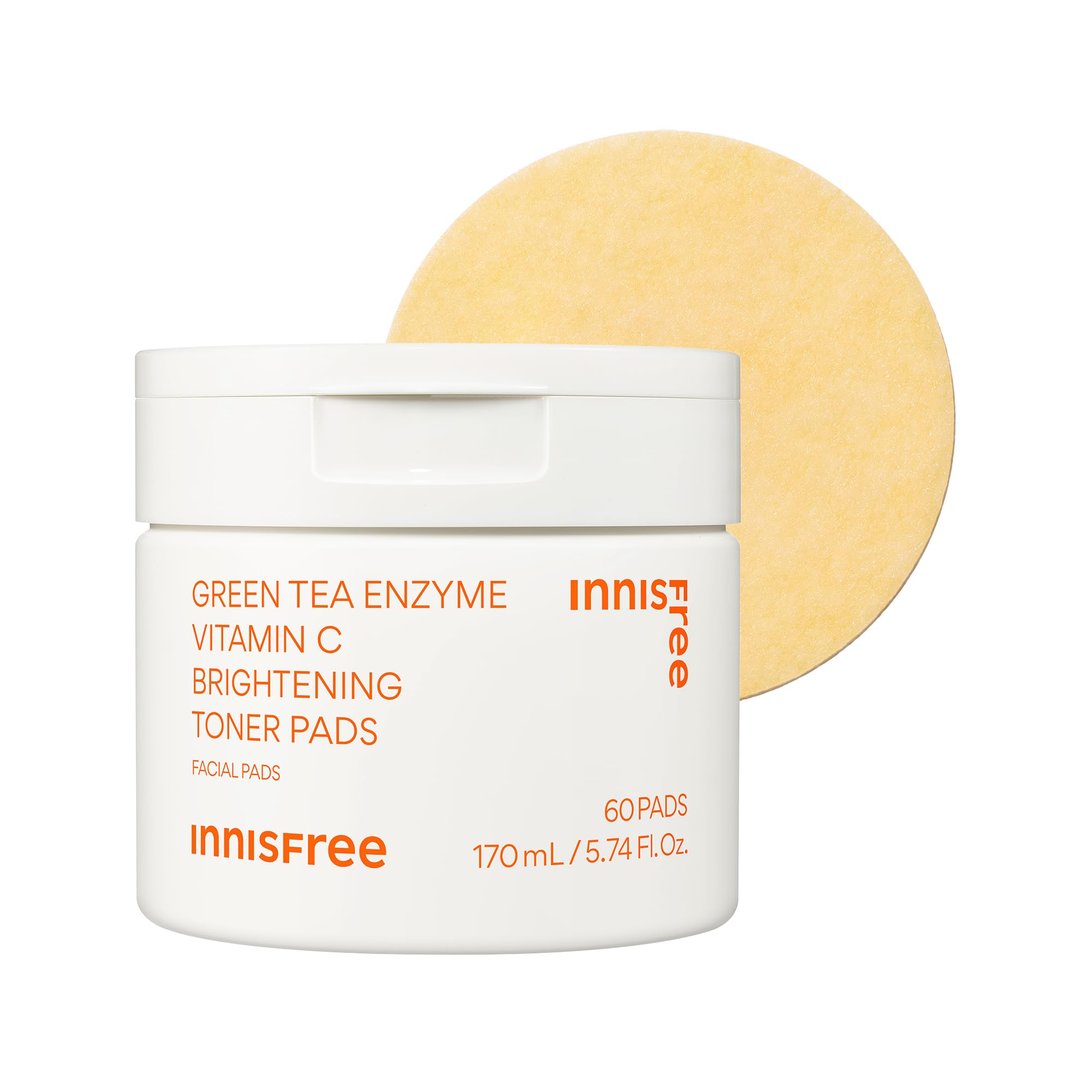 Innisfree Green Tea Enzyme Vitamin C Toner Pads for brightening and gentle exfoliation.