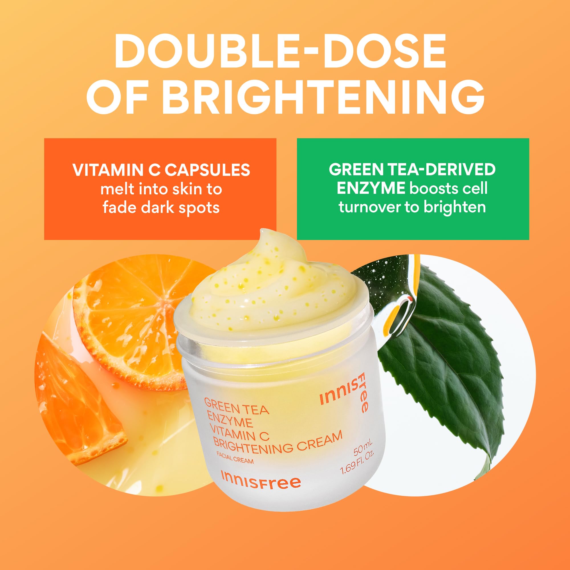 swirl of cream on cheek shows even application and glow