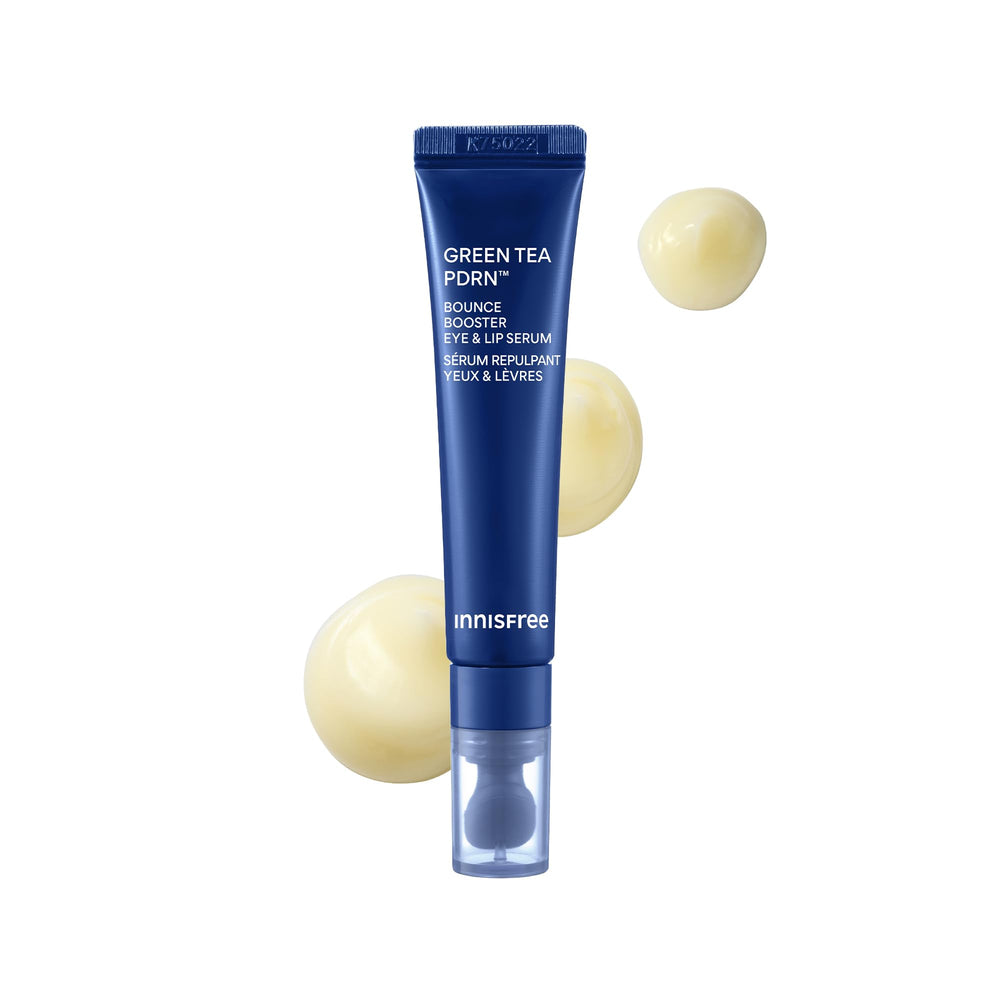 Innisfree Green Tea PDRN Bounce Booster Eye & Lip Serum bottle for targeted eye care.