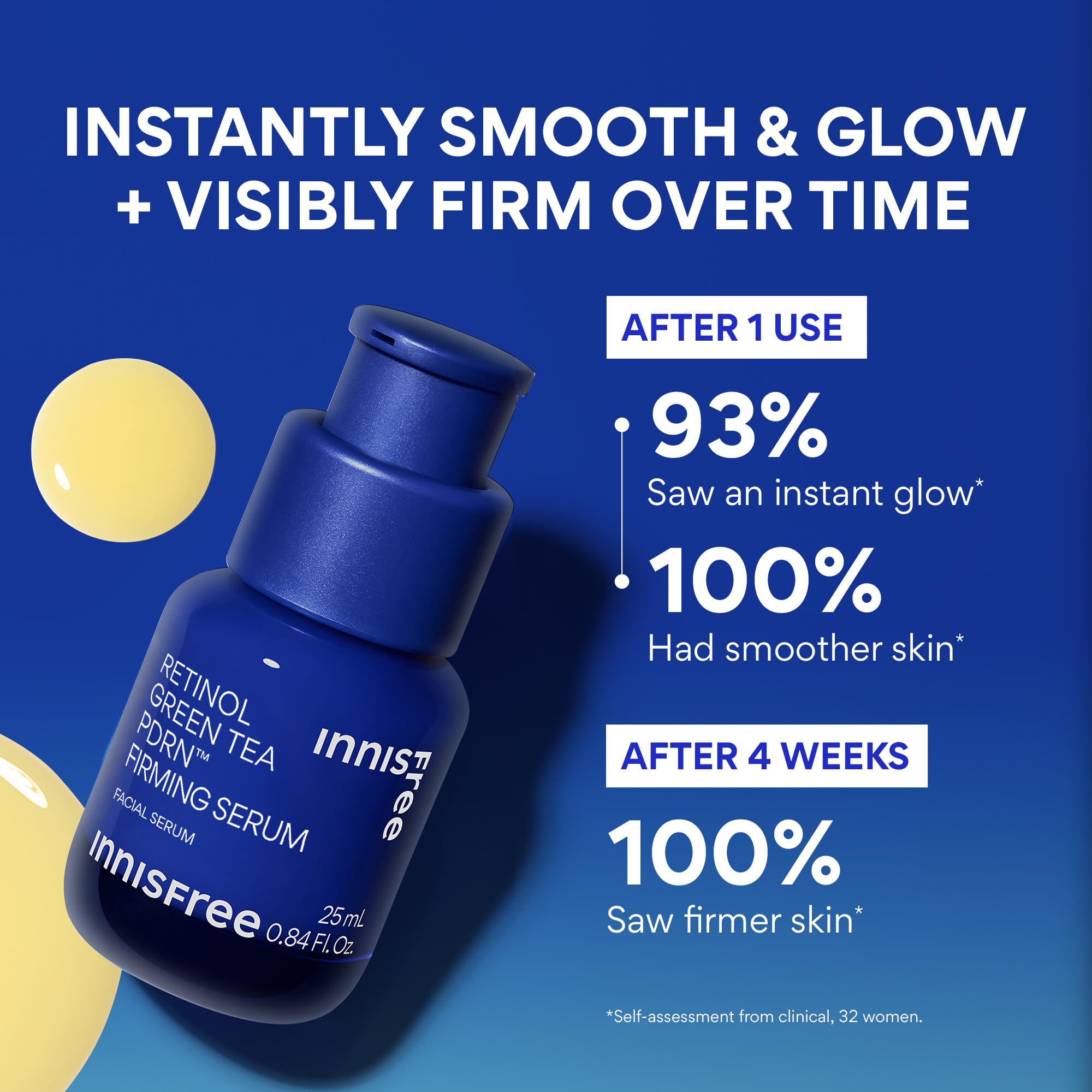Close-up of innisfree Green Tea Retinol PDRN Serum texture showing silky finish