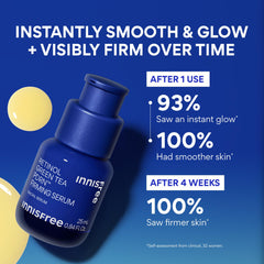 Close-up of innisfree Green Tea Retinol PDRN Serum texture showing silky finish