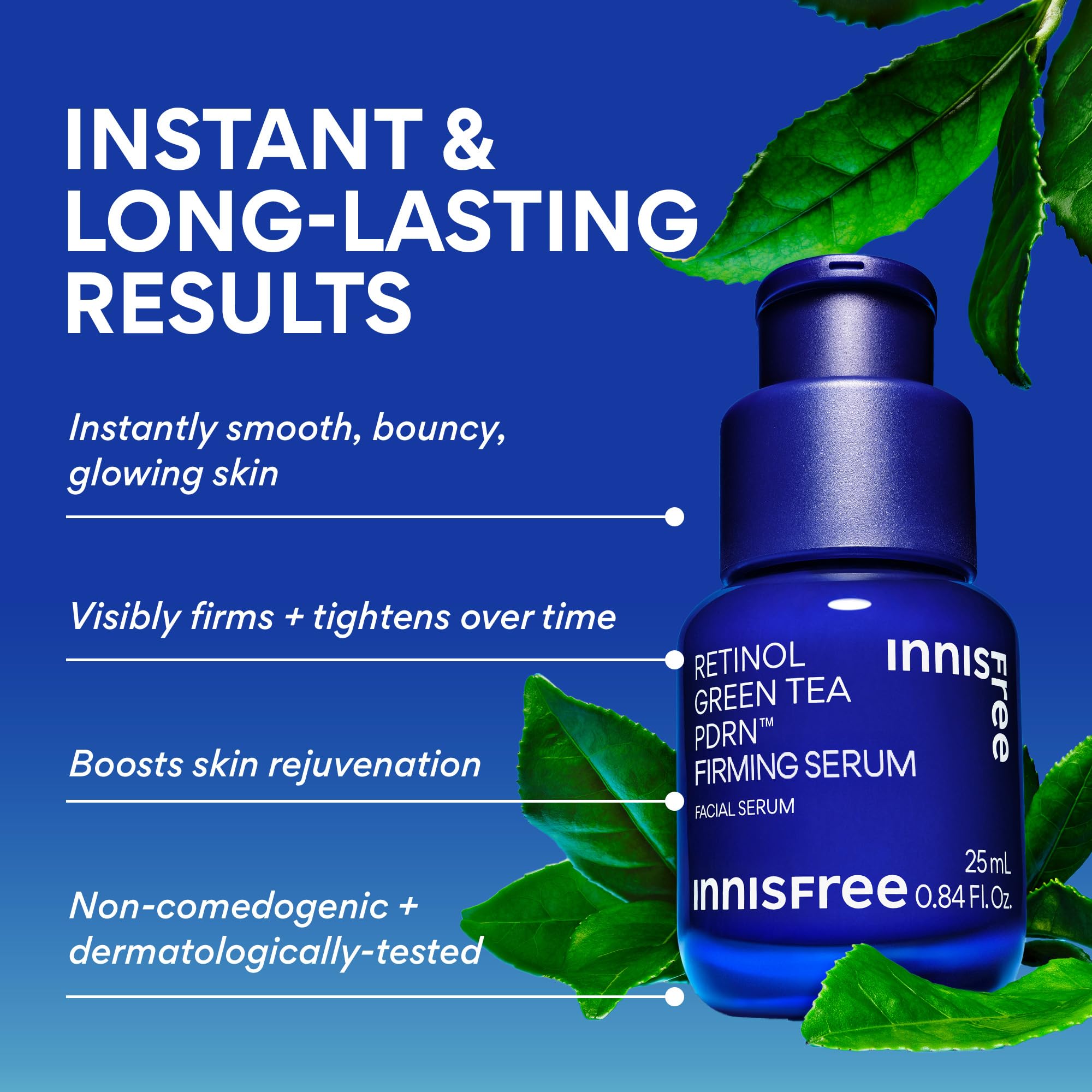 innisfree Green Tea Retinol PDRN Serum pump demonstrates easy, precise application