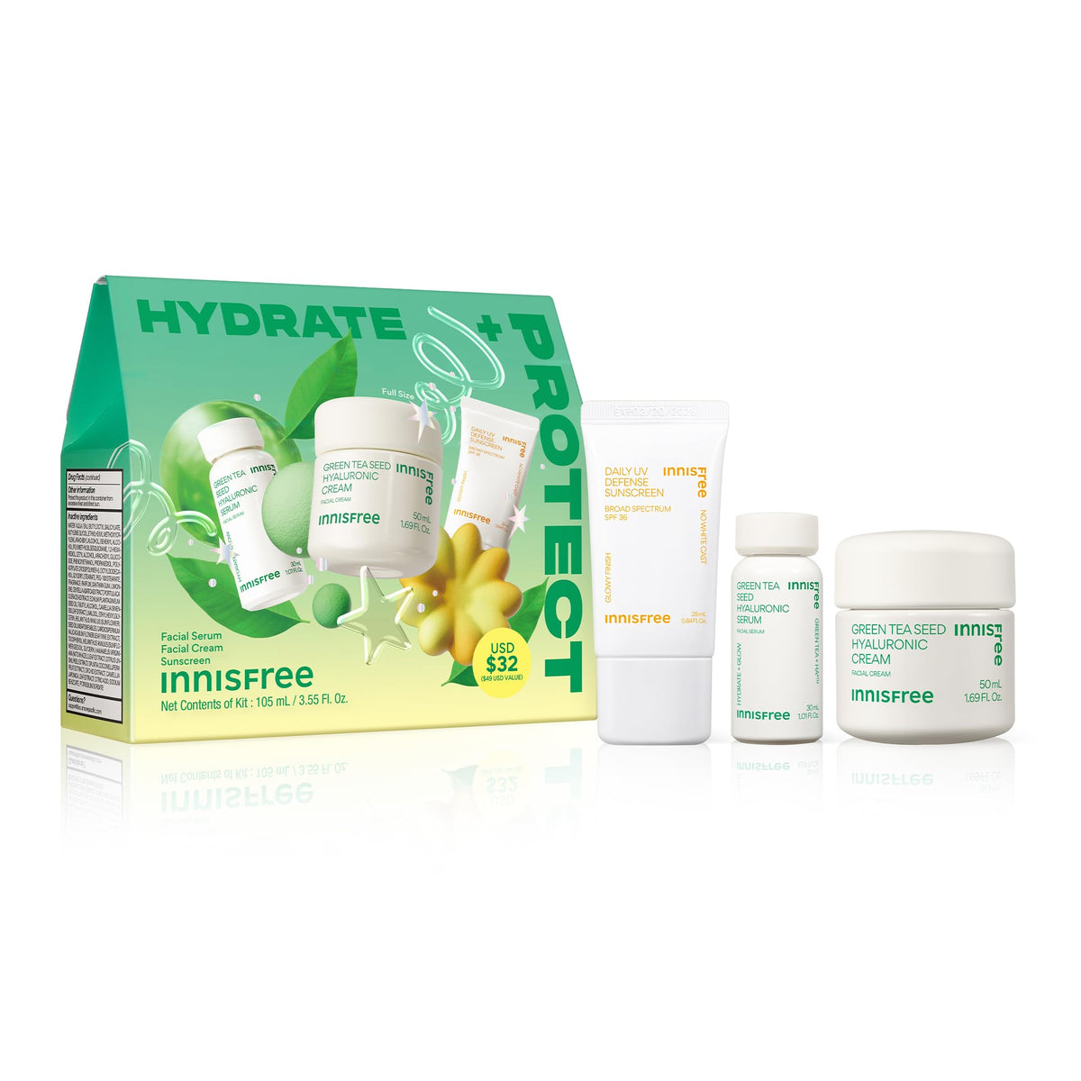 Innisfree Green Tea Seed Hyaluronic Serum bottle—hydration boost for smooth, refreshed skin
