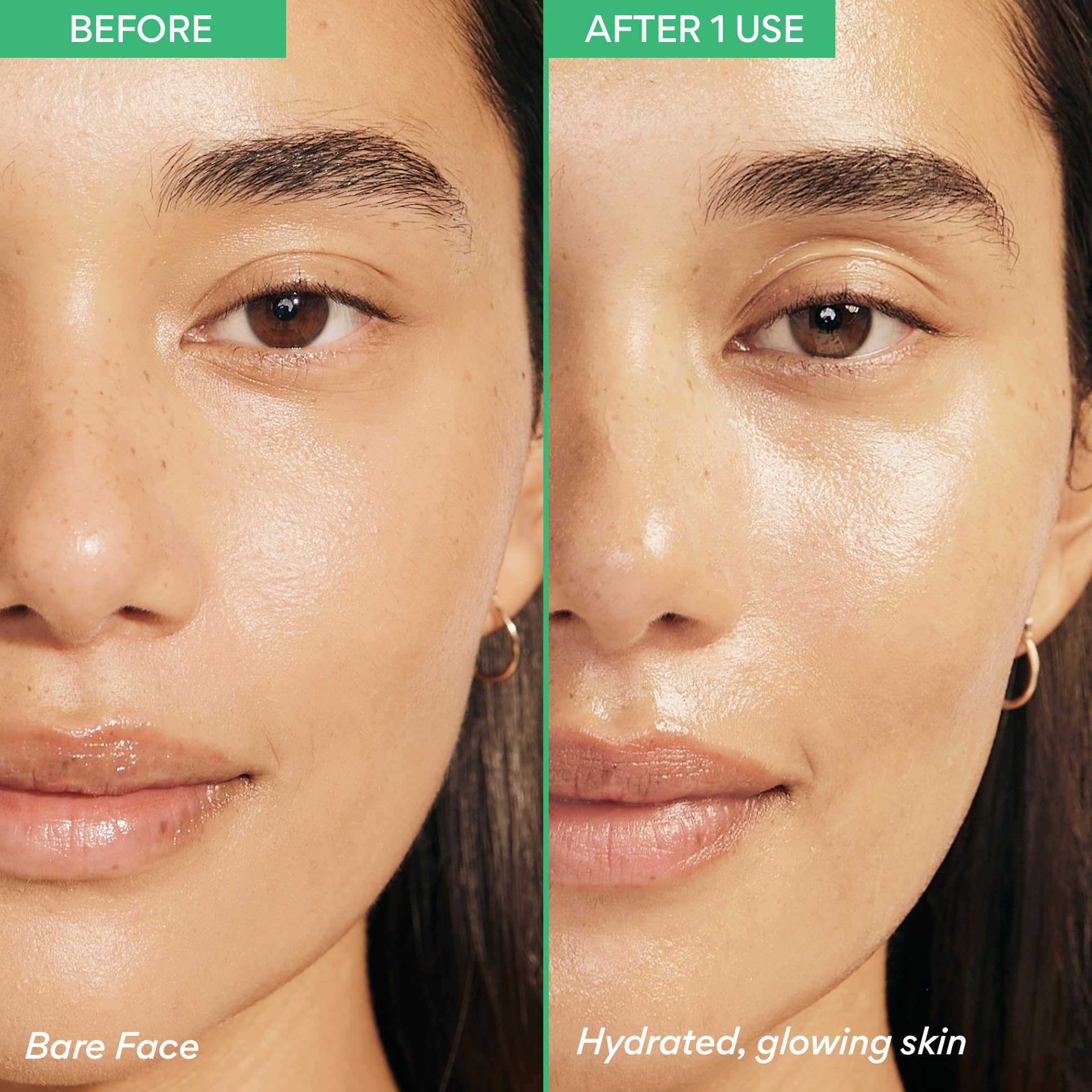 Applying Innisfree serum to face for balanced daily hydration