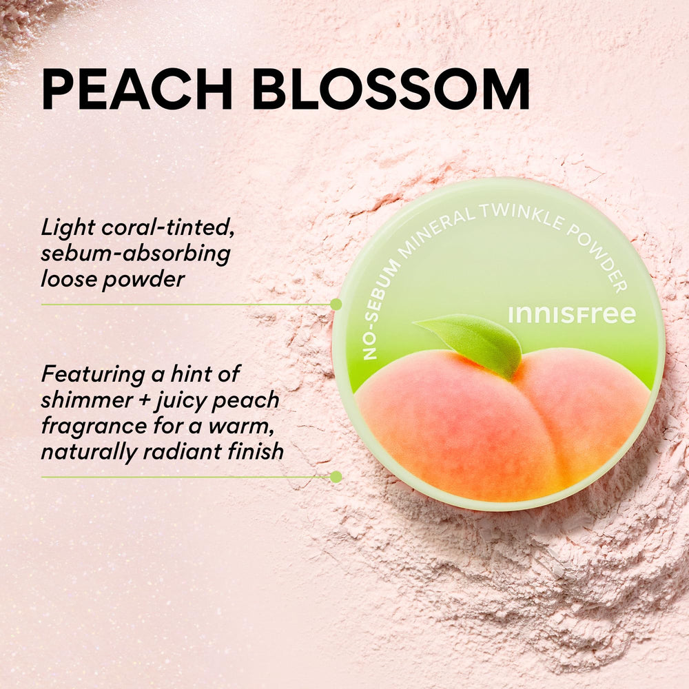 Innisfree No Sebum Powder compact closeup showing silky texture and even application.