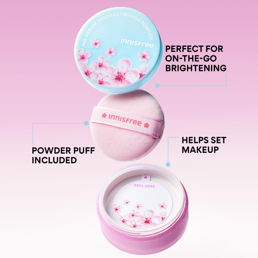 Innisfree No Sebum Powder peach blossom packaging highlighting warm tones