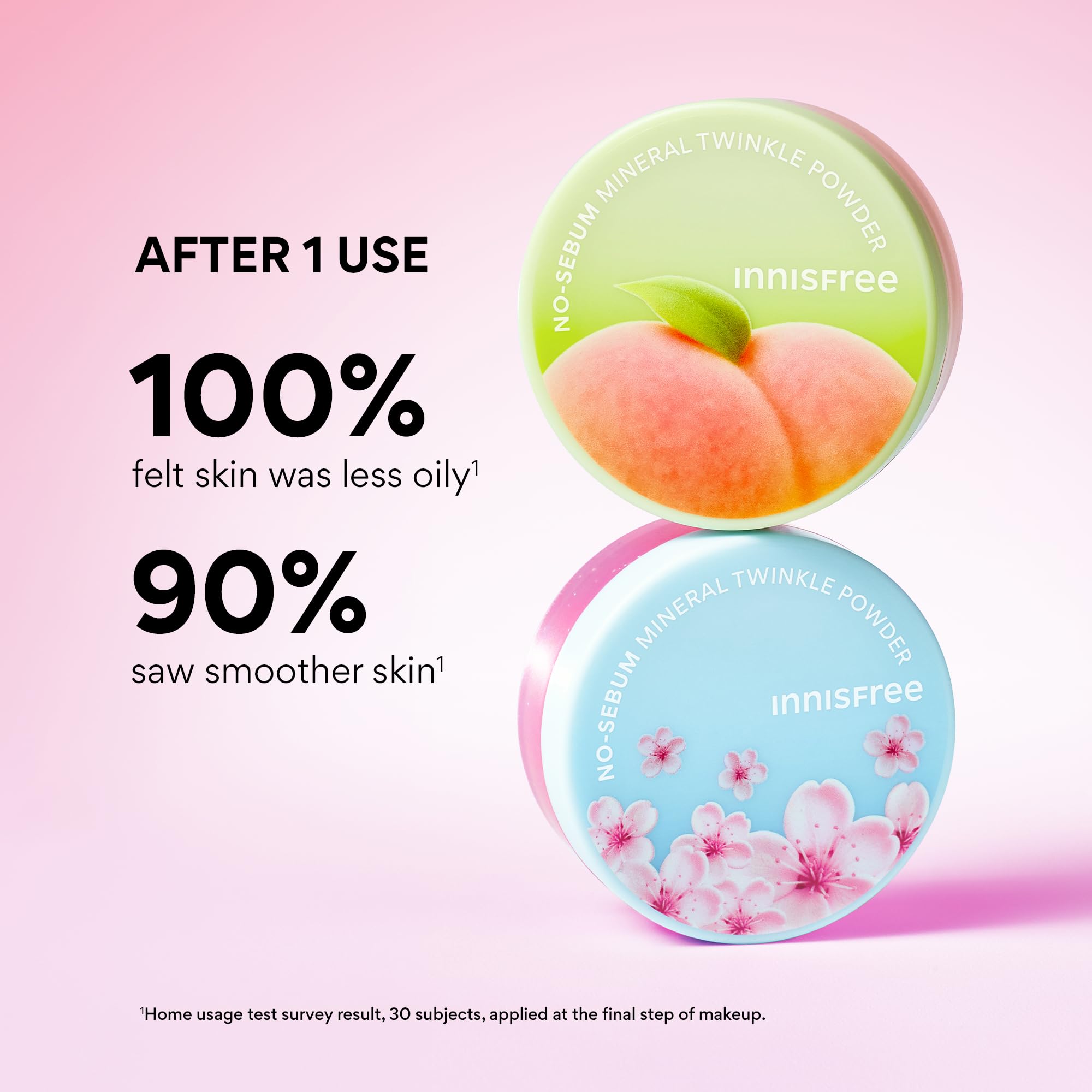 Innisfree No Sebum Powder peach blossom swatch reveals subtle glow