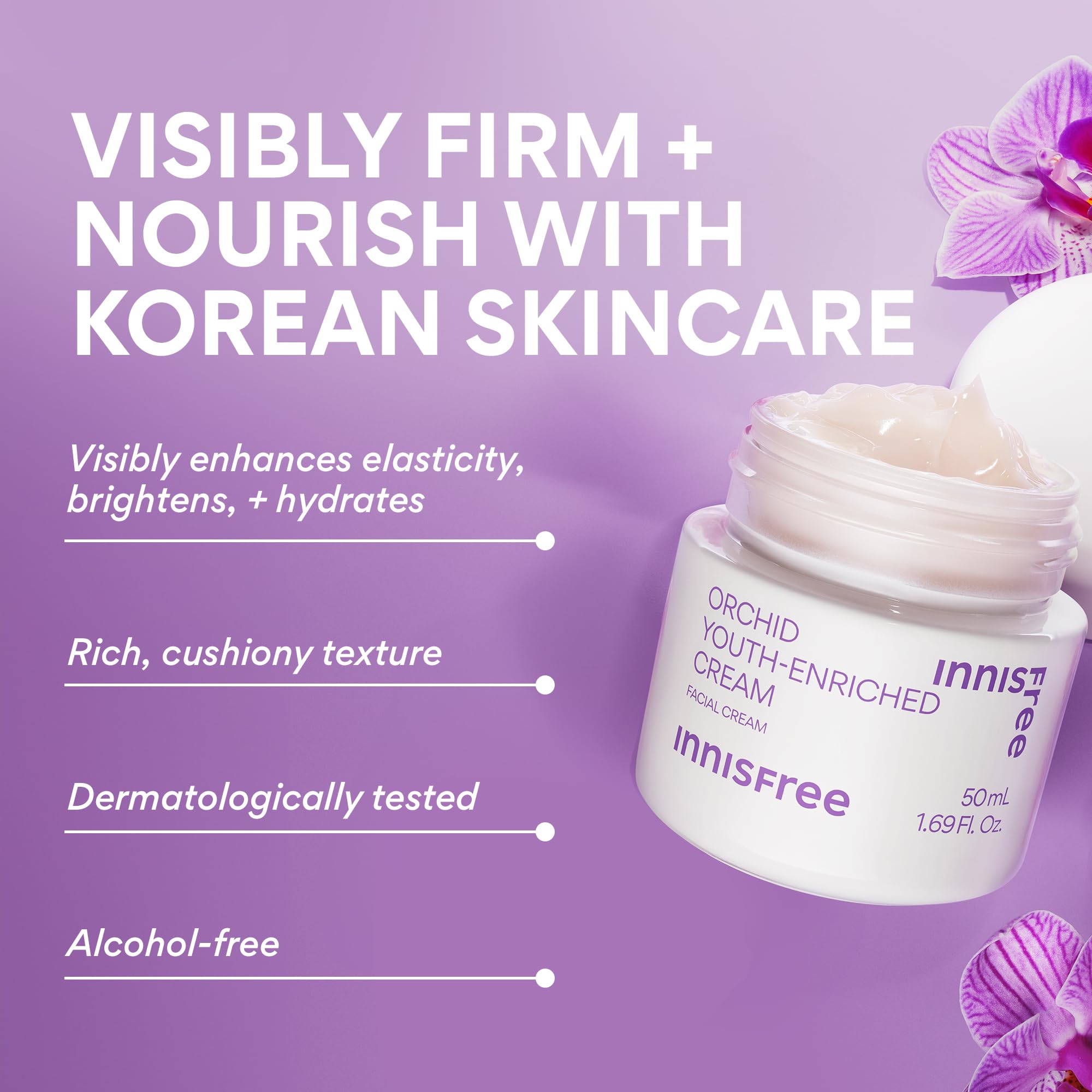 Innisfree Orchid Youth-Enriched Cream pack shot highlights premium packaging.