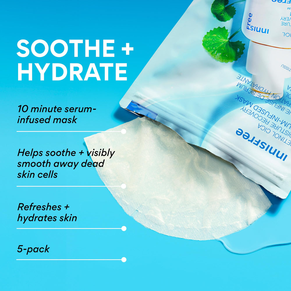 Close-up of the serum-infused sheet with retinol and cica blend.