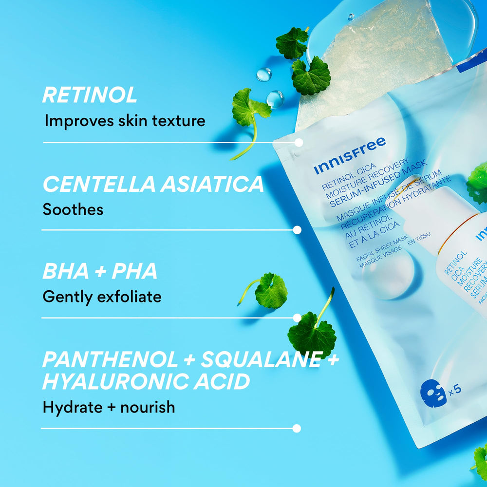 Sheet texture reveals gentle exfoliation with hydrating serum.