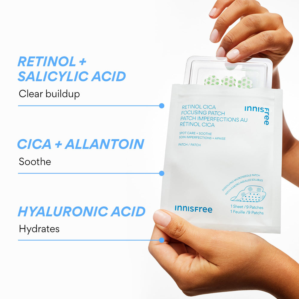 Innisfree Retinol Cica Patch shown for overnight blemish care.