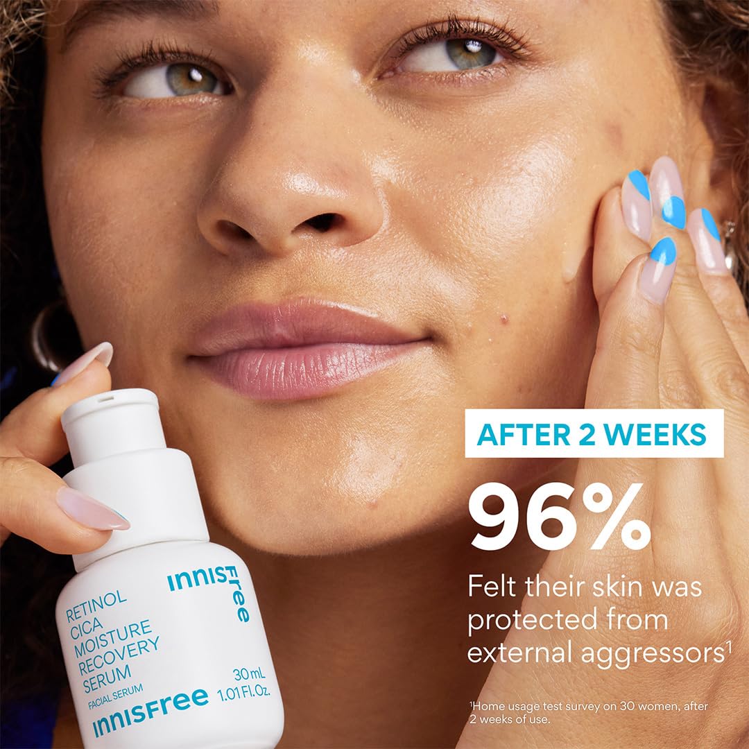Innisfree Retinol Cica Serum swirled texture highlights water-based feel
