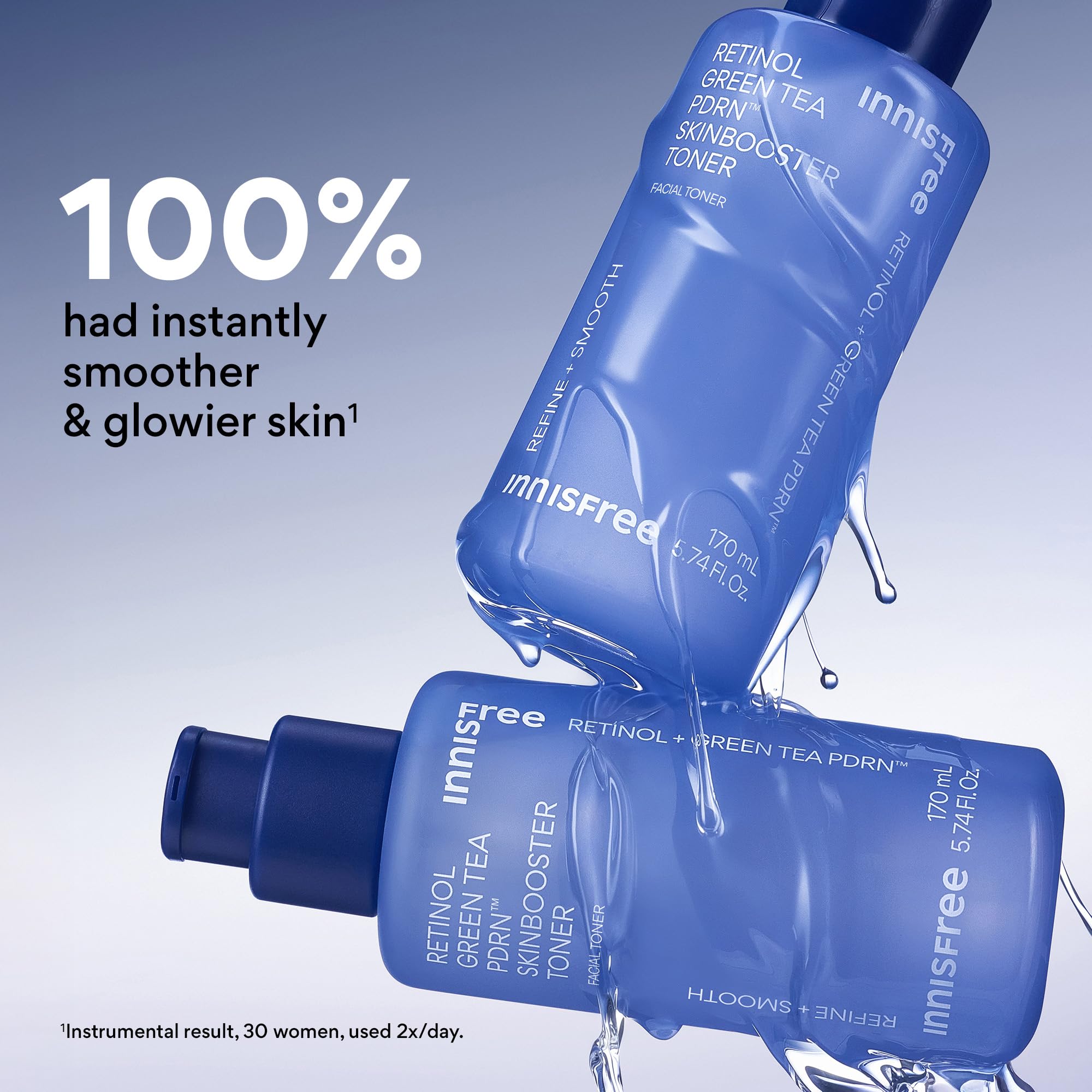 Applying Innisfree toner with cotton pad for even coverage