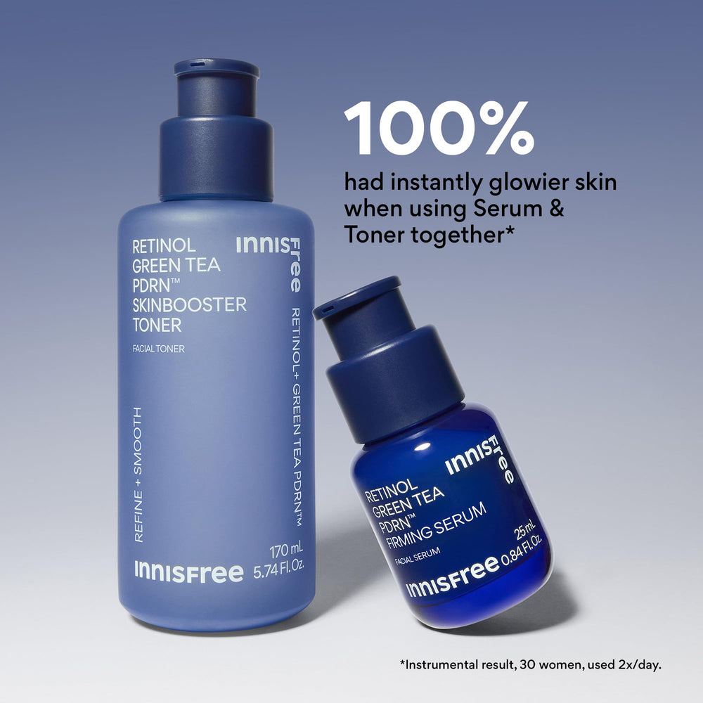 Green tea PDRN and retinol ingredients highlighted on bottle