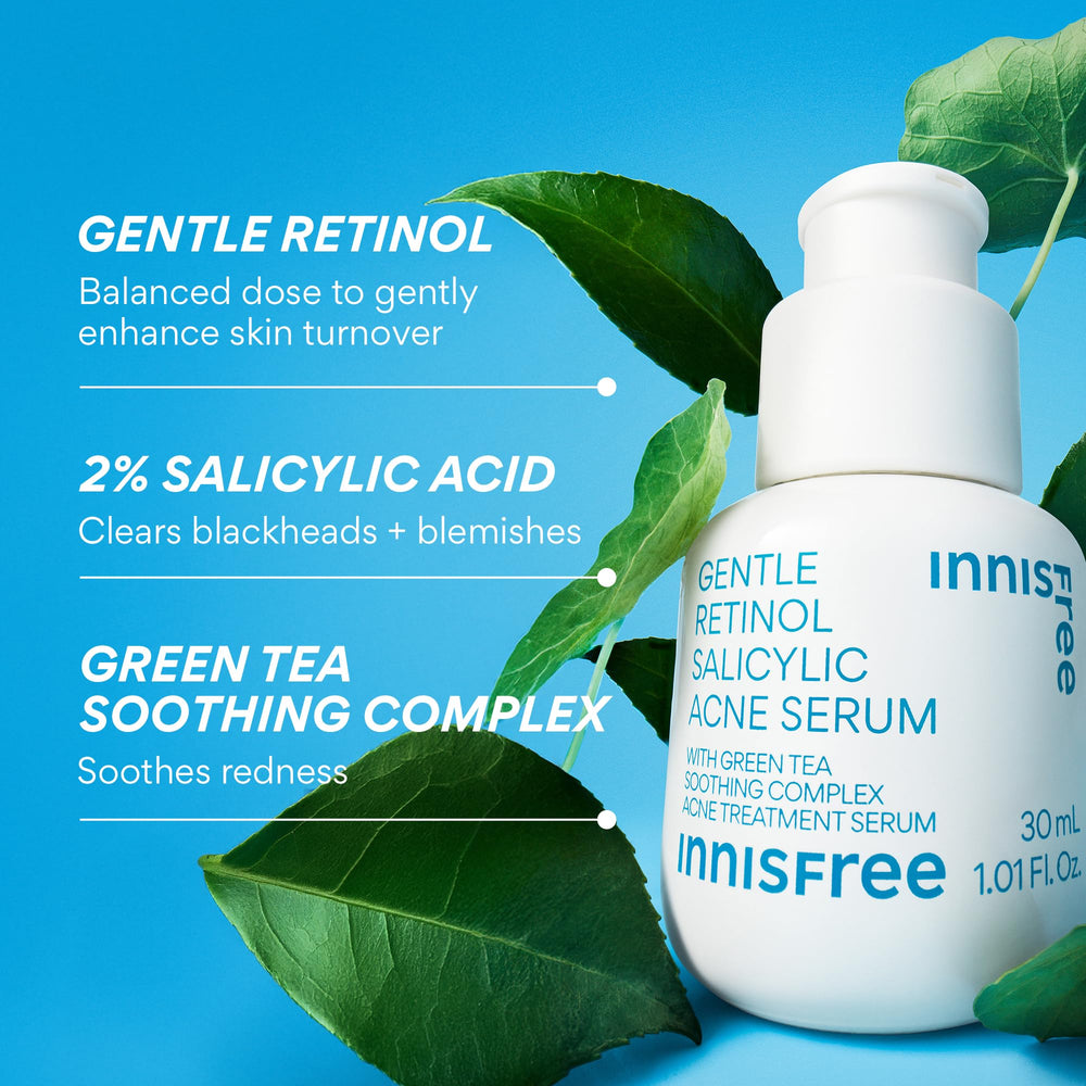 Innisfree Green Tea Ceramide soothing graphic supports barrier-friendly care.