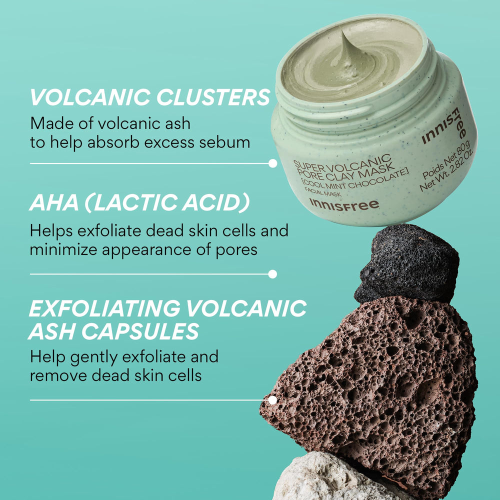 Innisfree Volcanic Pore Clay Mask squeeze tube demonstrates convenient 10-minute pamper session.