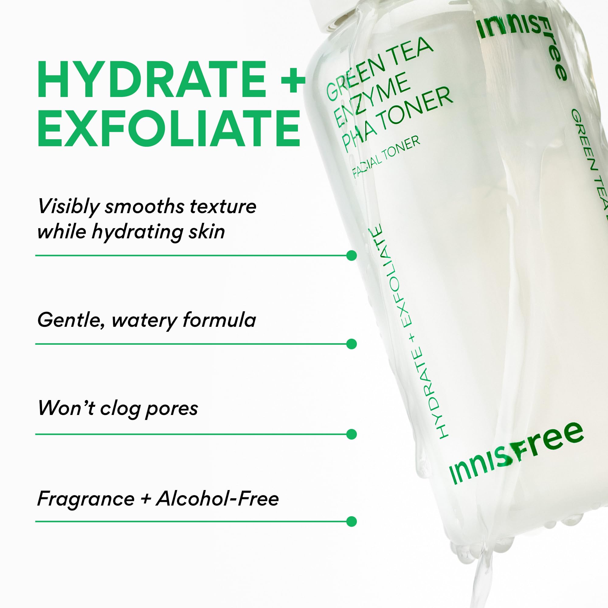 Innisfree Toner bottle shown with a cotton pad for even application.