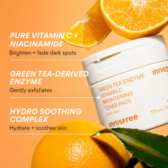 Innisfree Vitamin C Toner Pads deliver hydration while smoothing skin texture.