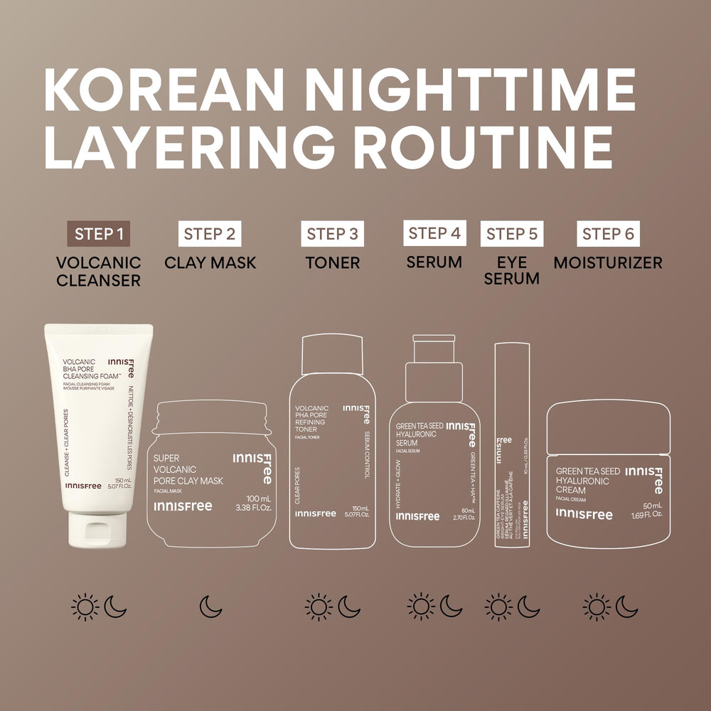 innisfree Volcanic BHA Foam front tube for daily pore care and balance.