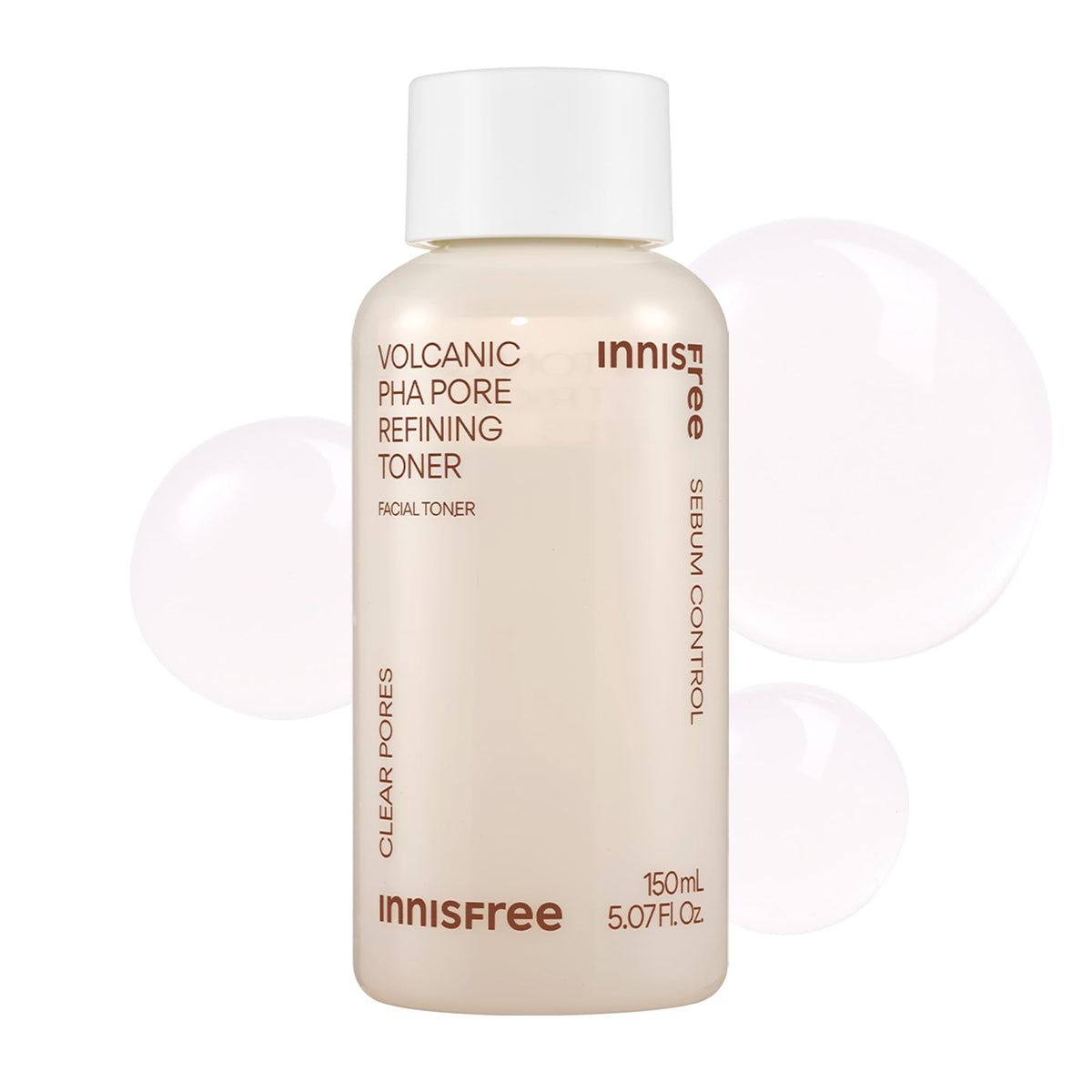 Innisfree Volcanic PHA Toner bottle close-up showing matte finish for oil control