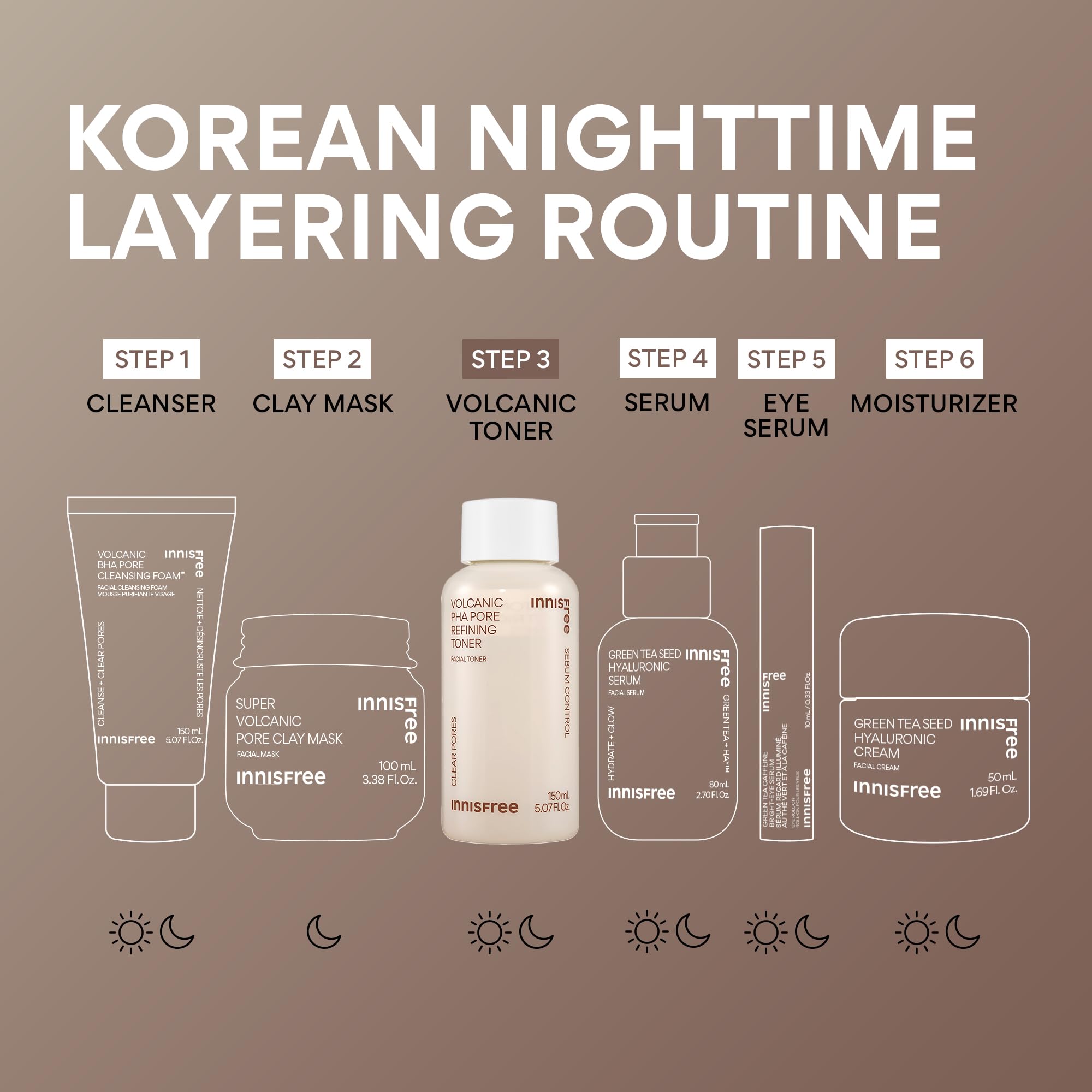 Innisfree Volcanic PHA Toner near bottle with matte finish ideal for oil control
