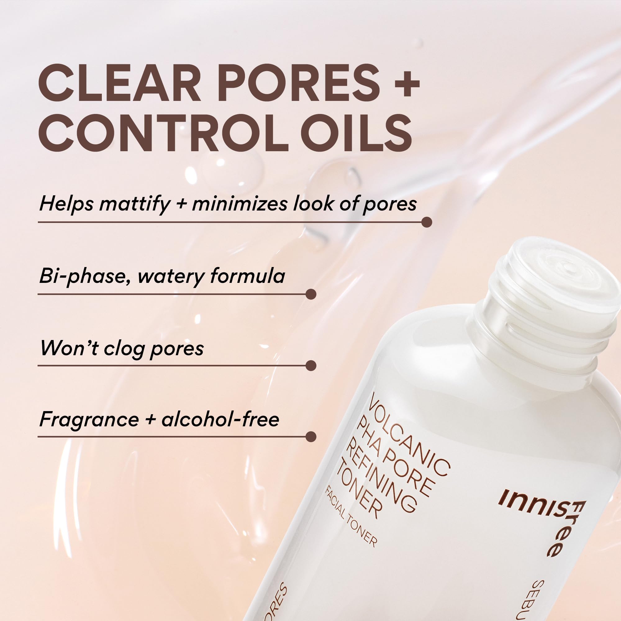 Innisfree Volcanic PHA Toner being shaken to mix volcanic powder