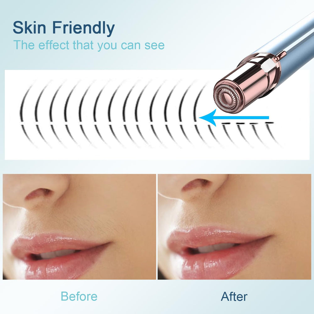 Innobeaut facial hair remover upper lip closeup showing gentle precision.