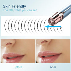 Innobeaut facial hair remover upper lip closeup showing gentle precision.