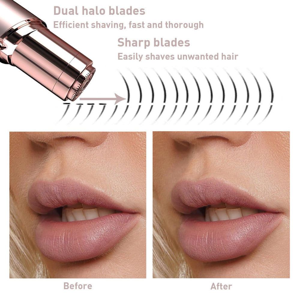innobeaut facial hair remover in use on upper lip for painless trim