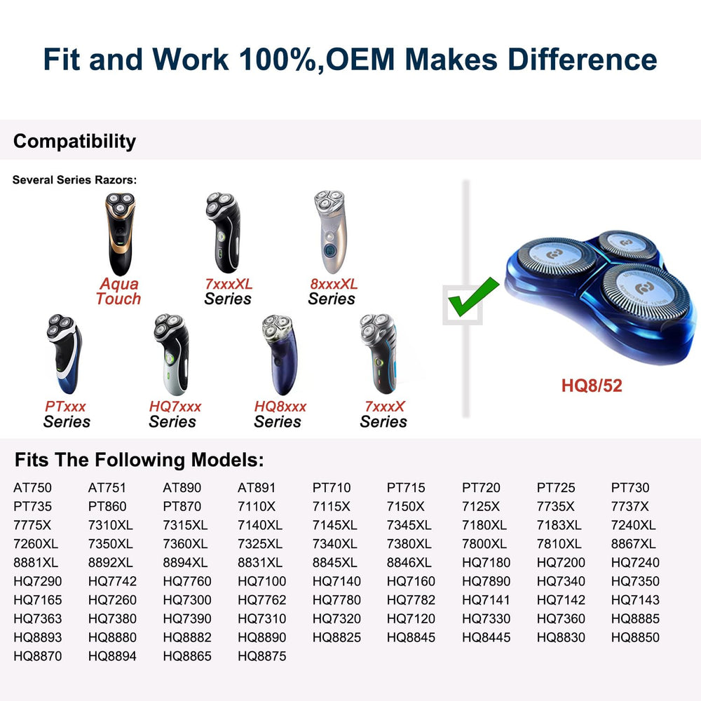 Innobeaut HQ8 3-head pack with brush for easy post-shave cleaning.