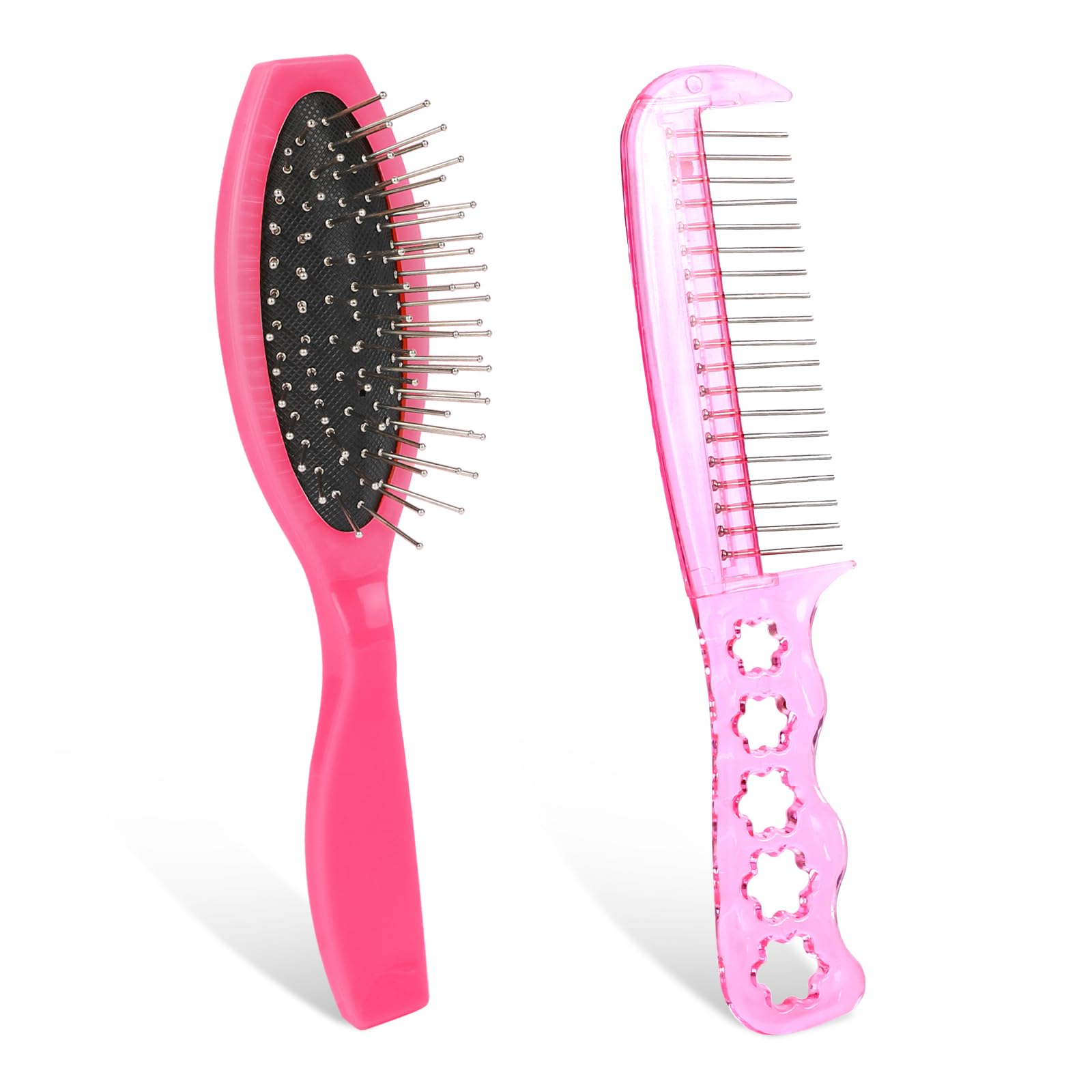 InnoHHustle pink wig brush set closeup for gentle detangling
