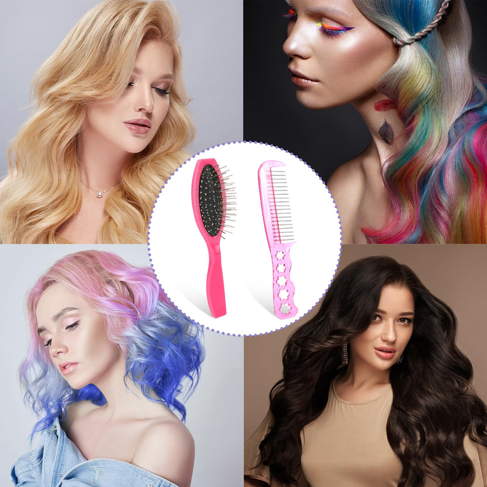 InnoHHustle pink wig brush set stainless steel needles for durable care