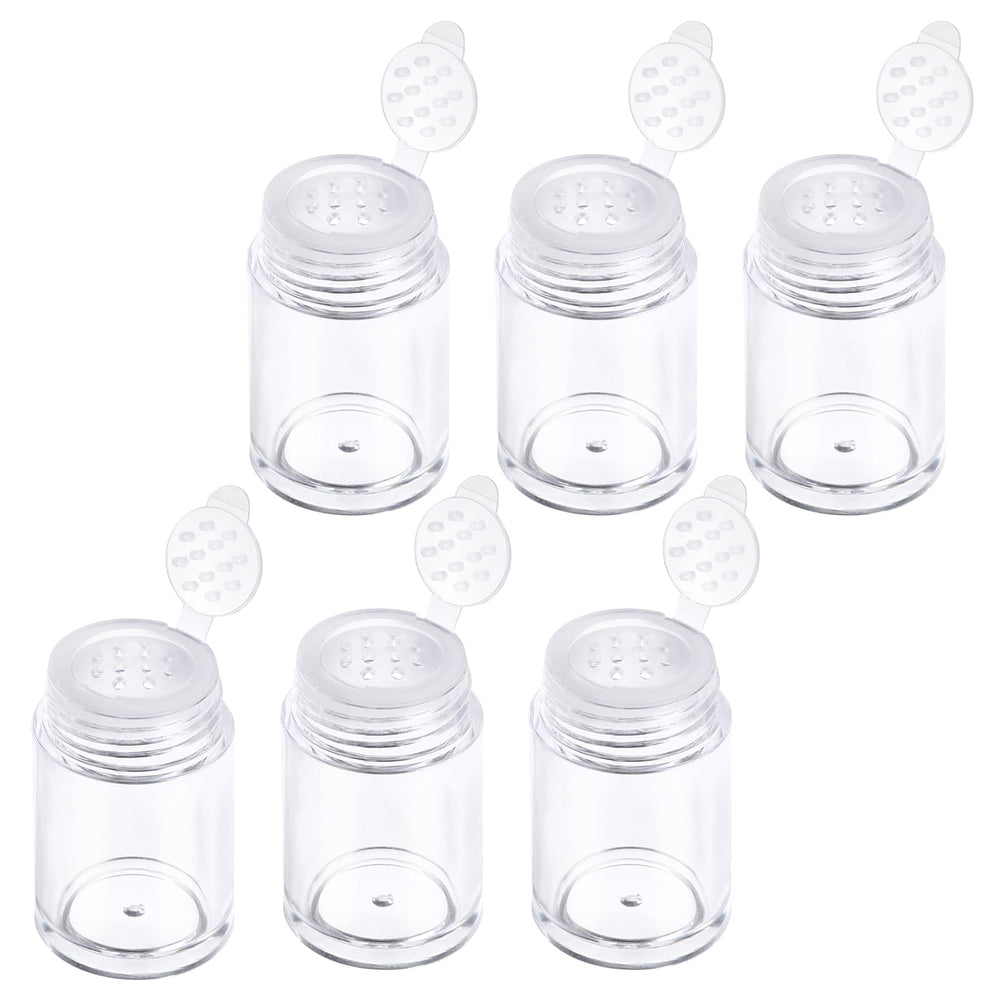InnoHHustle six clear powder bottles with 12-hole sieve for precise dispensing.