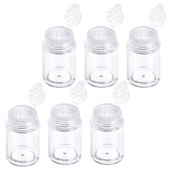 InnoHHustle six clear powder bottles with 12-hole sieve for precise dispensing.