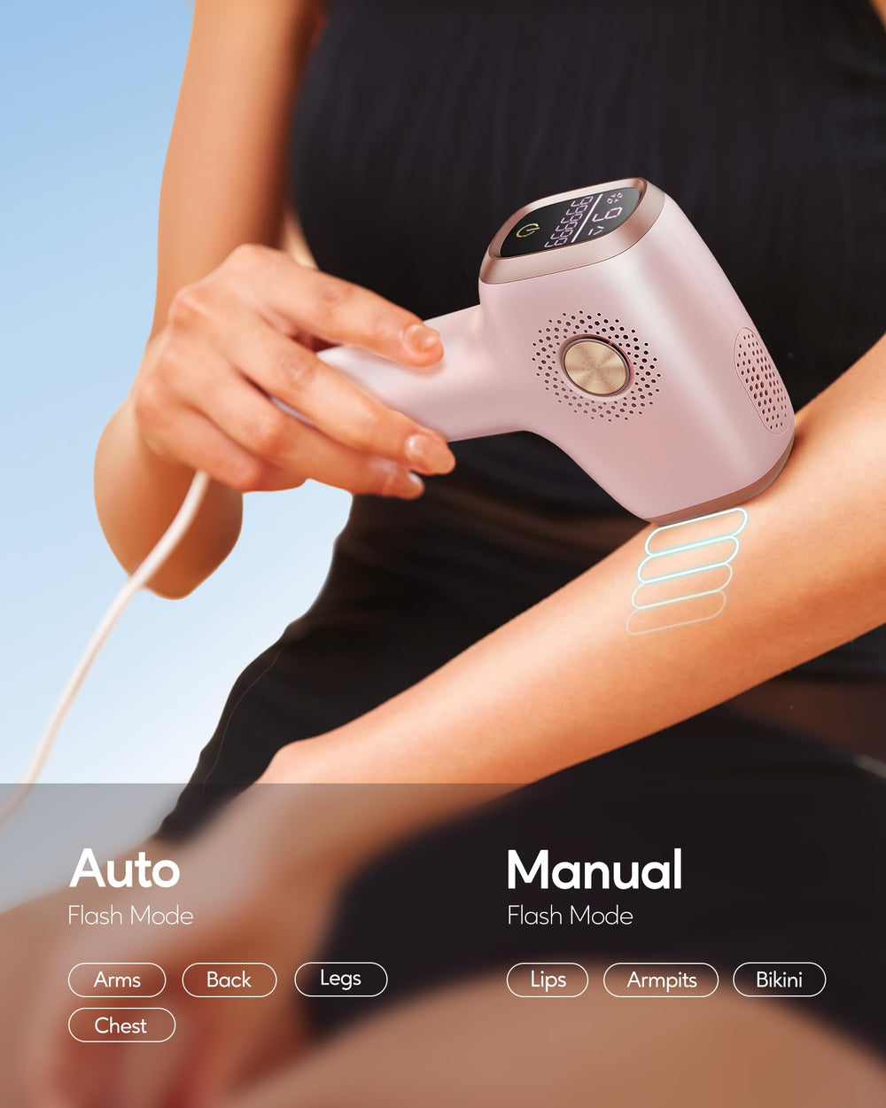 INNZA IPL device manual mode for precise areas like upper lip.