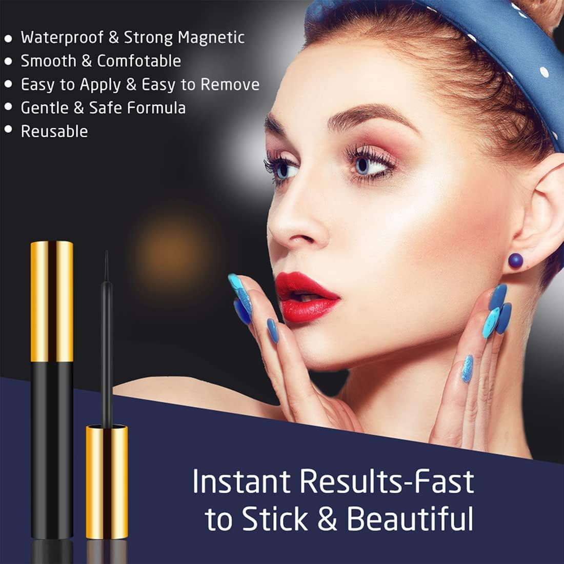 INSMART Magnetic Eyelashes Kit longest 17mm pair for voluminous look.