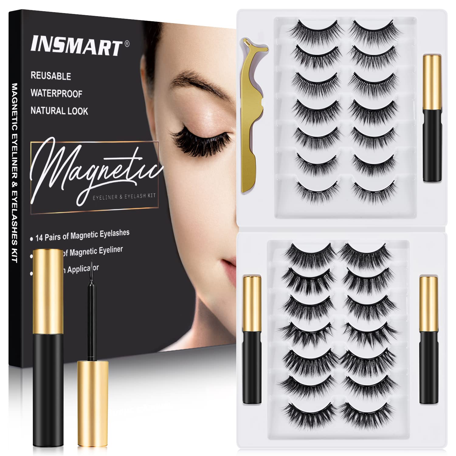INSMART magnetic eyelashes strip with ultra-soft fibers for comfortable all-day wear