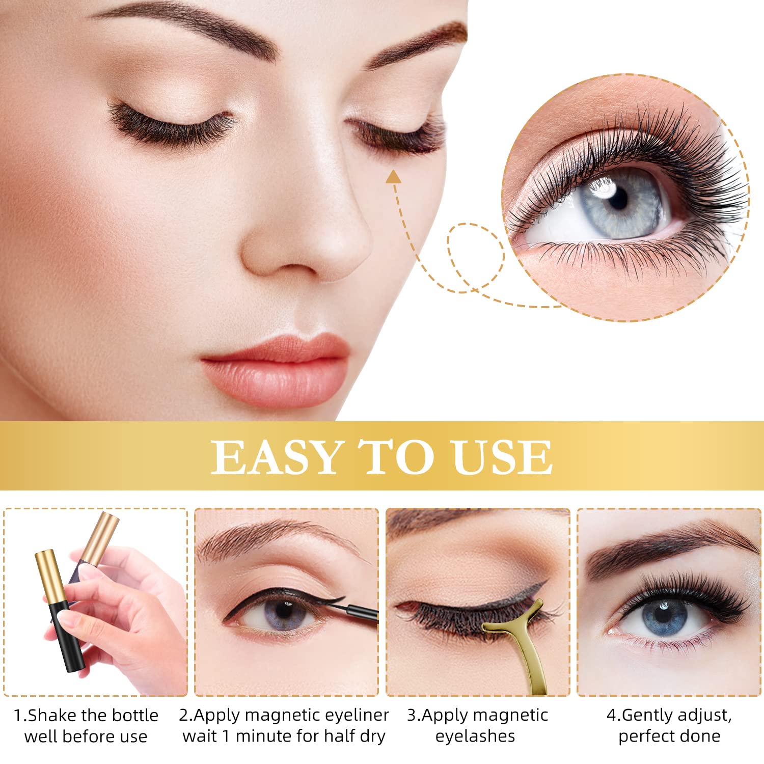 INSMART waterproof, smudge-resistant eyeliner supports long wear with reliable lash performance