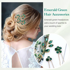 inSowni gold metal with emerald rhinestones enhances formal wedding looks