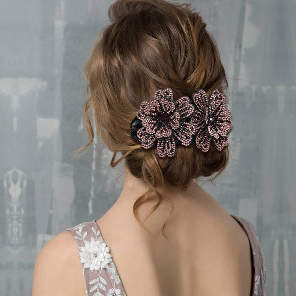 inSowni navy double flower clip adds subtle sparkle for everyday elegance