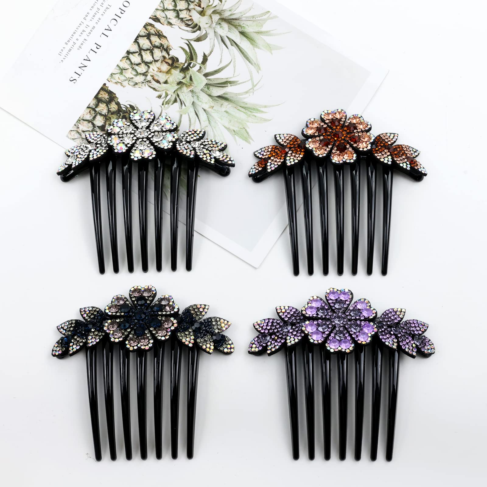 inSowni black rhinestone flower side comb for night-out glam