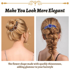 inSowni crystal flower side comb purple accent for bridesmaids