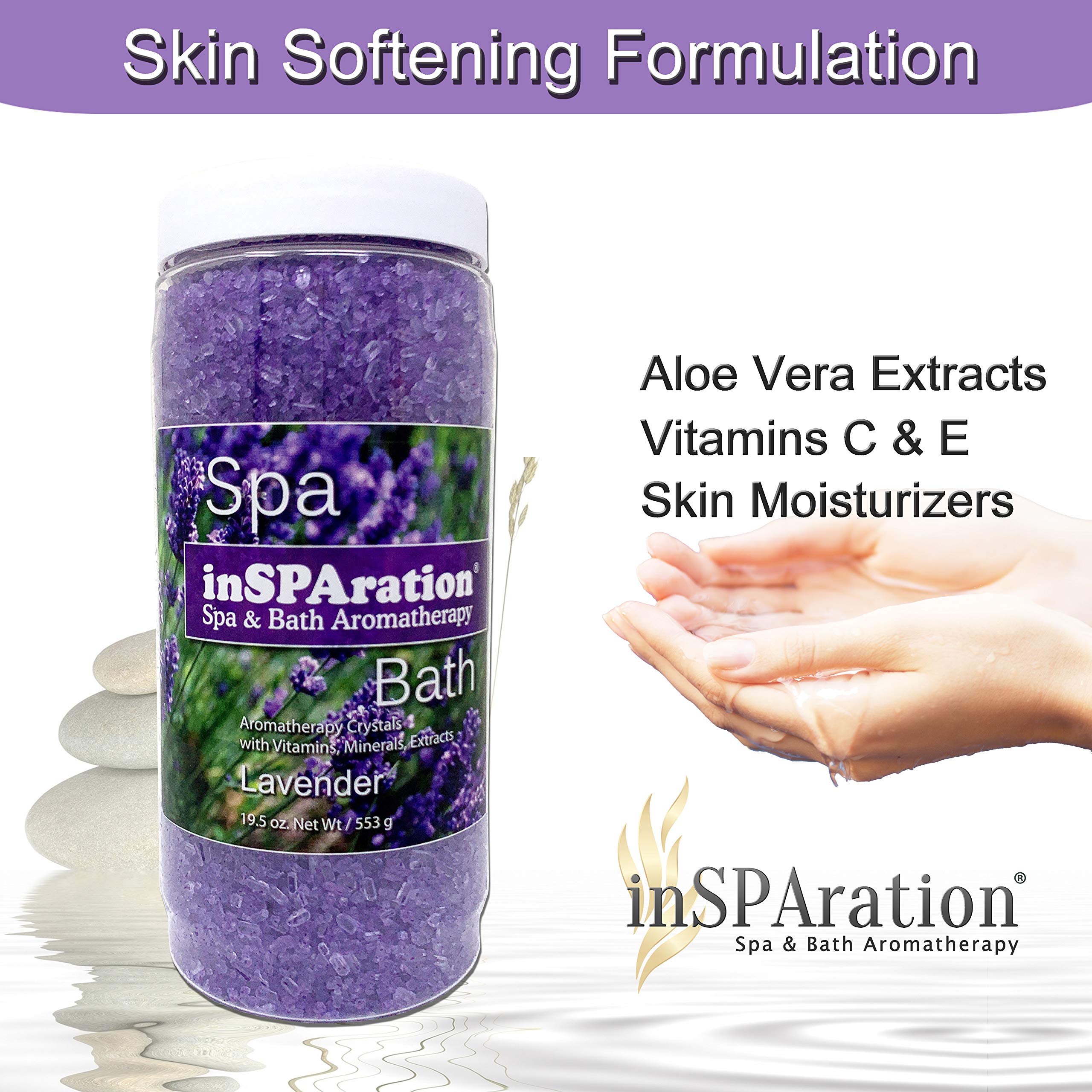 InSPAration Lavender Crystals jar ready-to-use aromatherapy for spas.