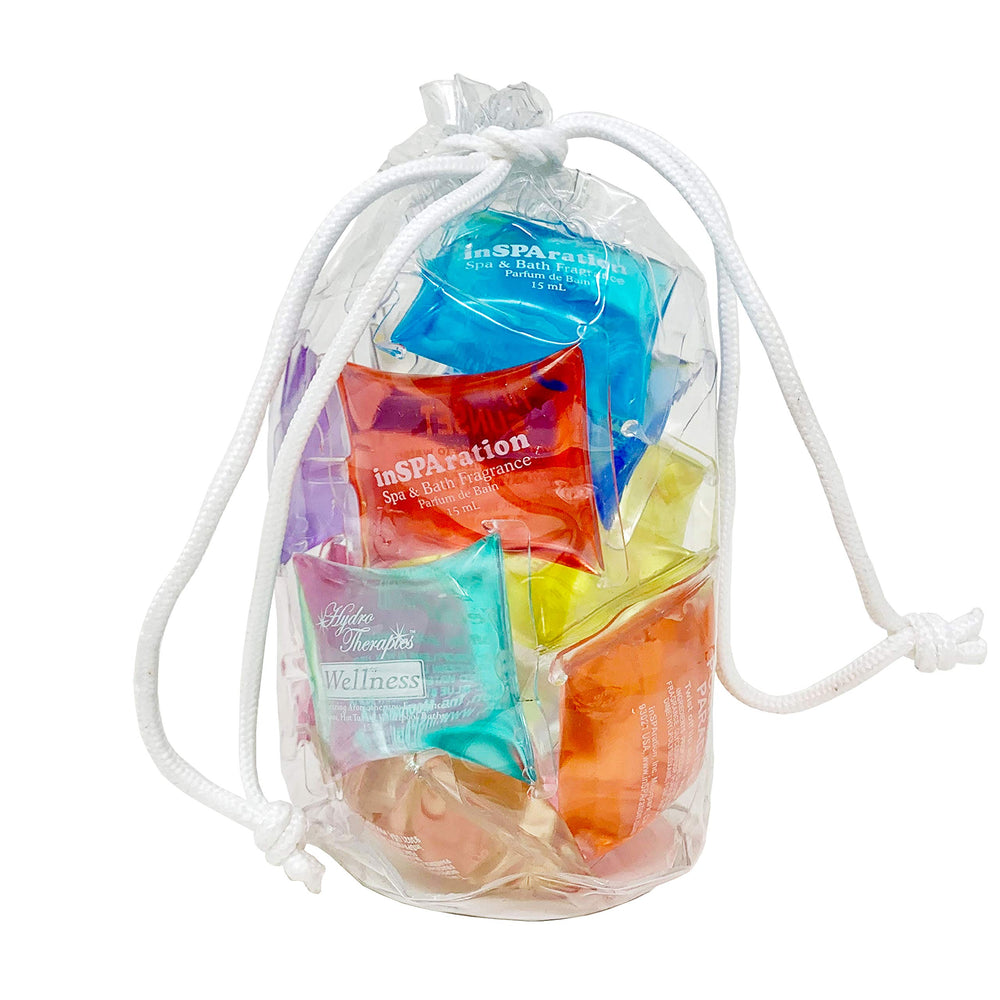InSPAration sample gift pack bag with 12 pillow packets for spa aromatherapy.