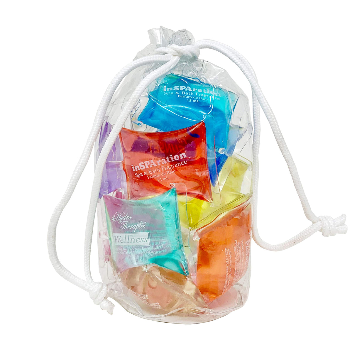 InSPAration sample gift pack bag with 12 pillow packets for spa aromatherapy.