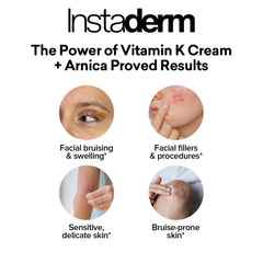 Instaderm Vitamin K Cream tube for targeted bruise and dark spot care.