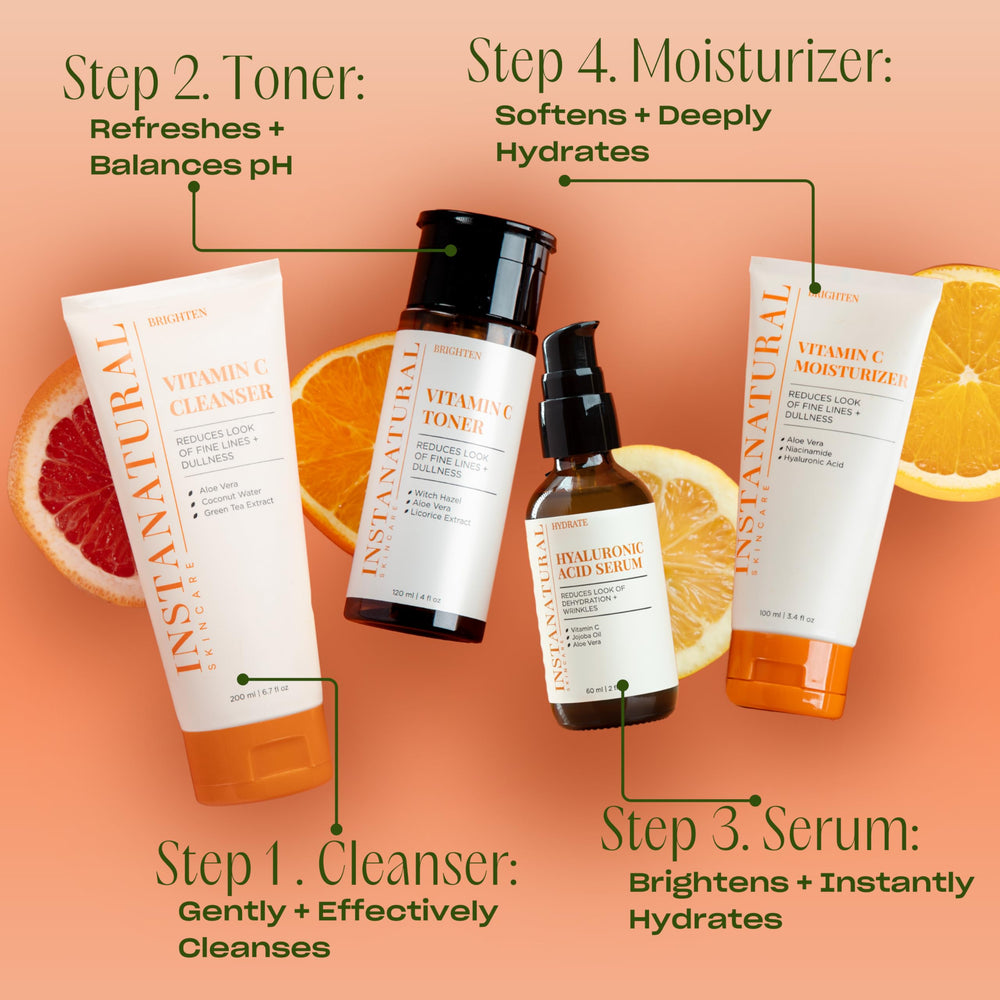 InstaNatural Hyaluronic Acid Serum on hand highlights Aloe Vera soothing feel